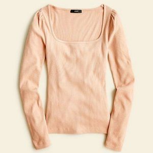 J. Crew Ribbed stretch-cotton squareneck long sleeve top
